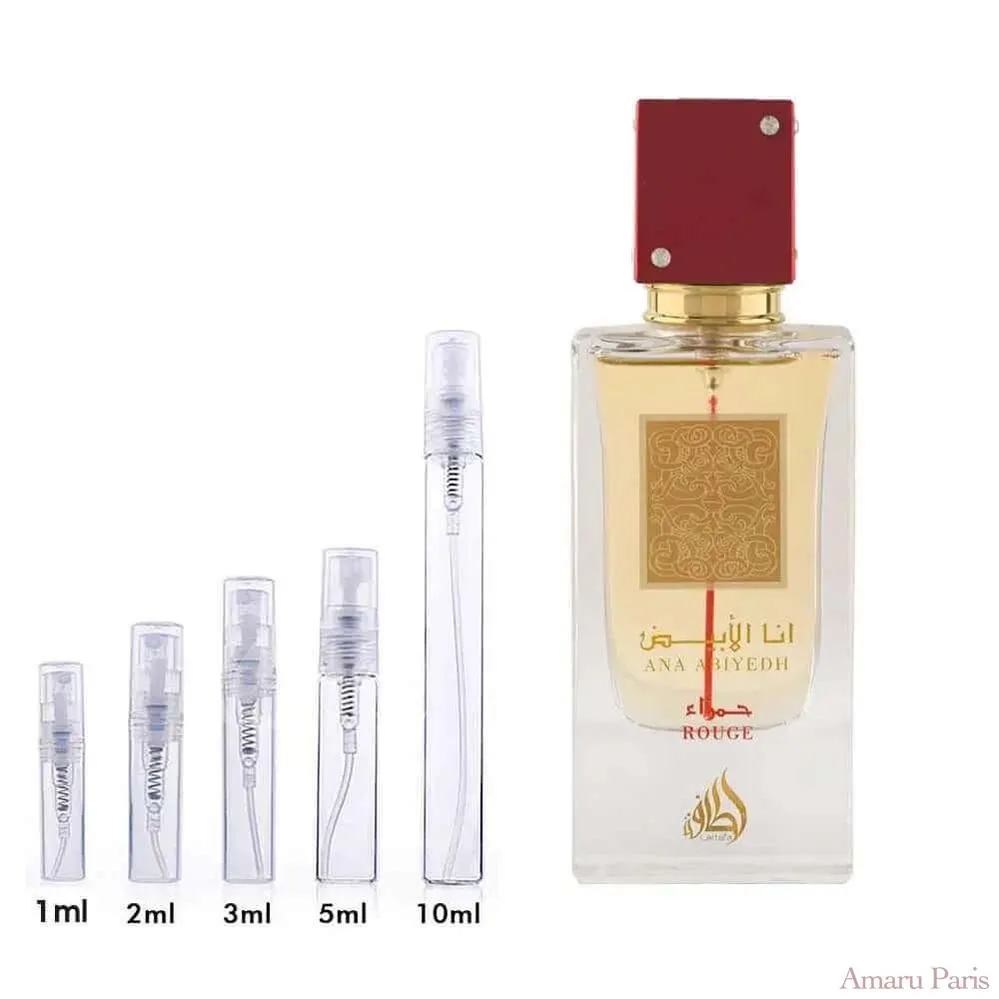 Ana Abiyedh Rouge Lattafa Perfumes for women and men Decant Fragrance Samples