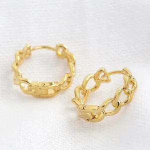 Chain Huggie Hoop Earring (Gold)