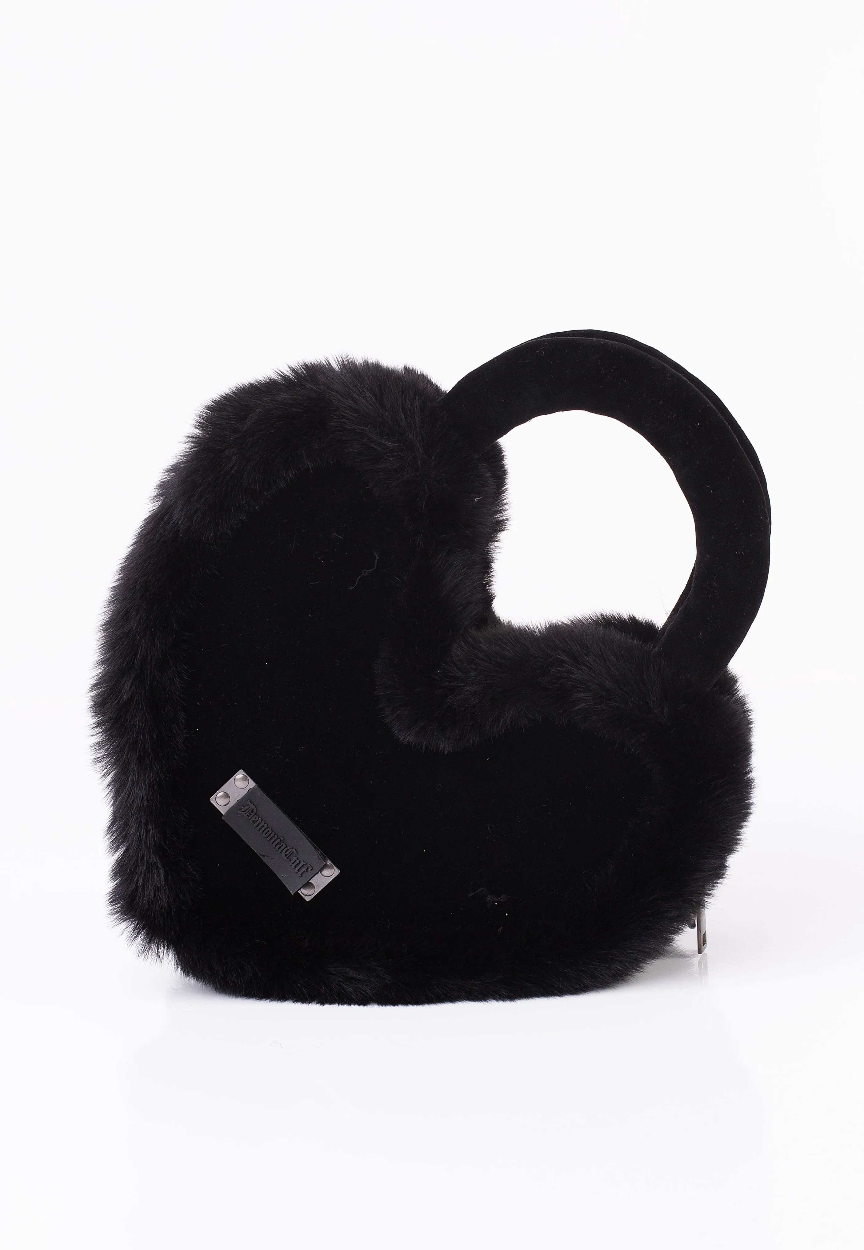 DemoniaCult - Faux Suede And Fur Heart Shaped Black - Bag