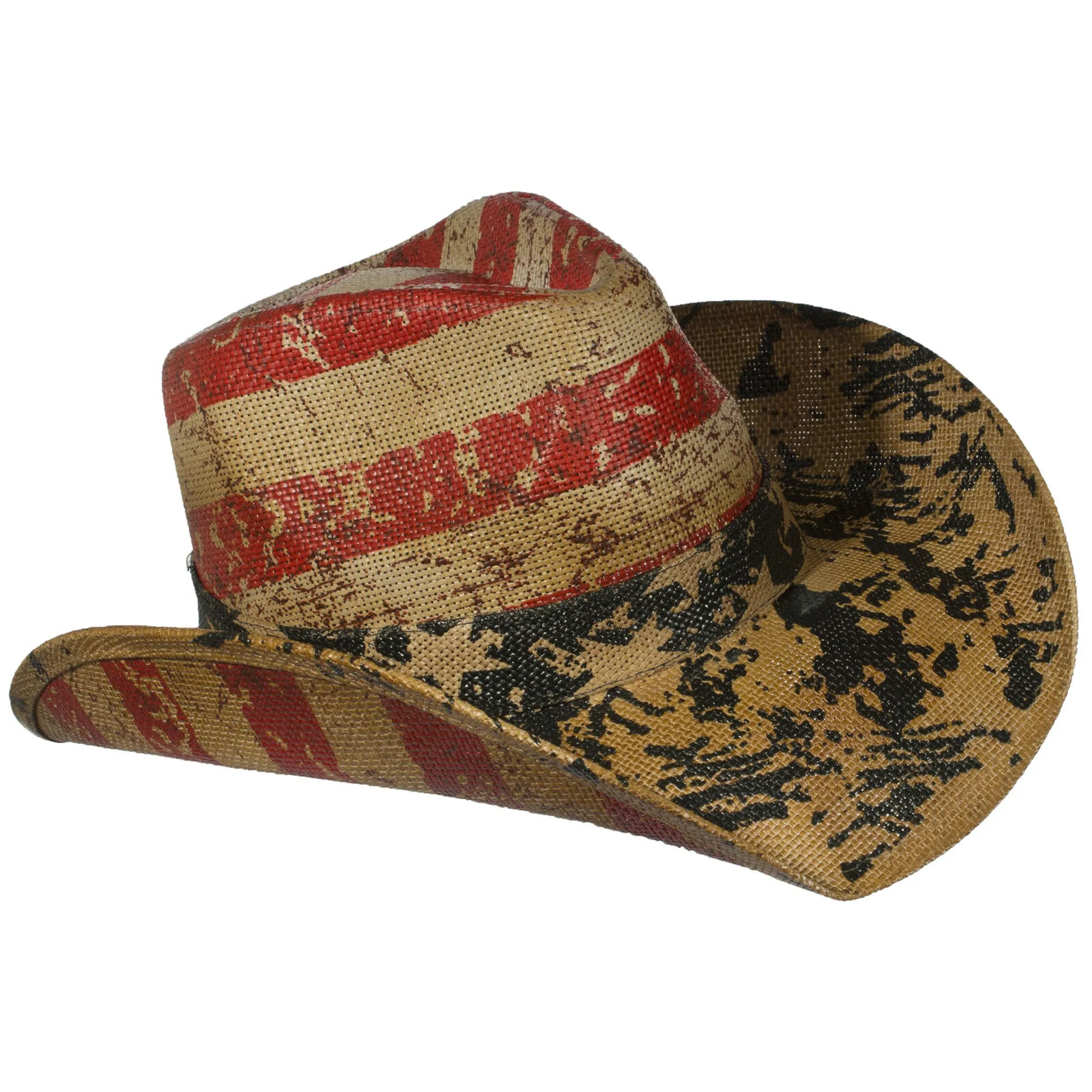 Distressed USA Flag Straw Hat