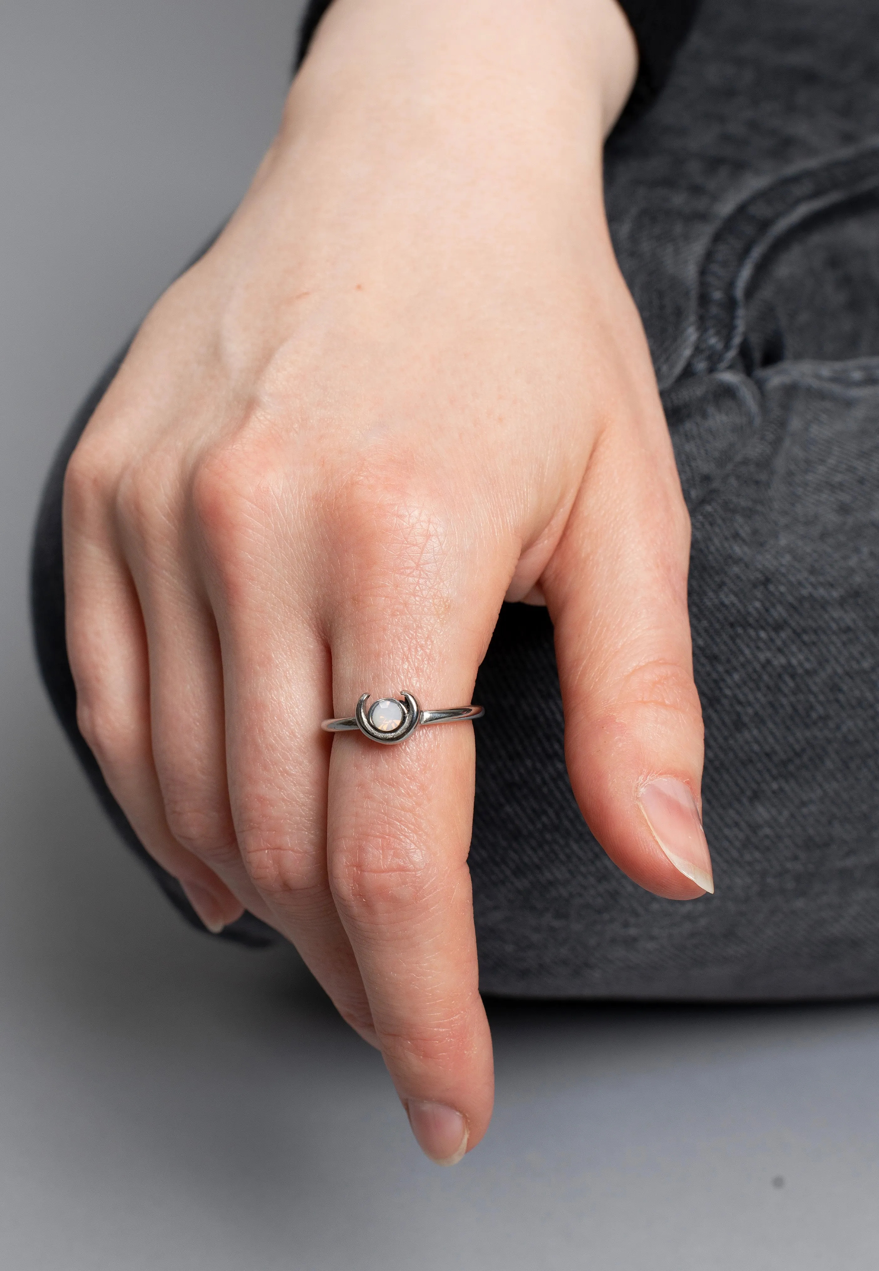 etNox - Mond Mit Stein Silver - Ring