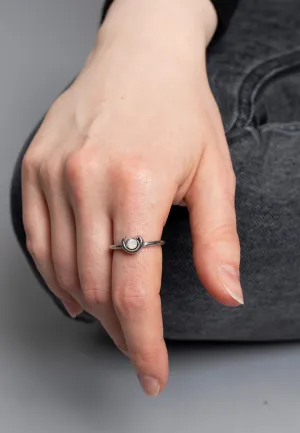 etNox - Mond Mit Stein Silver - Ring