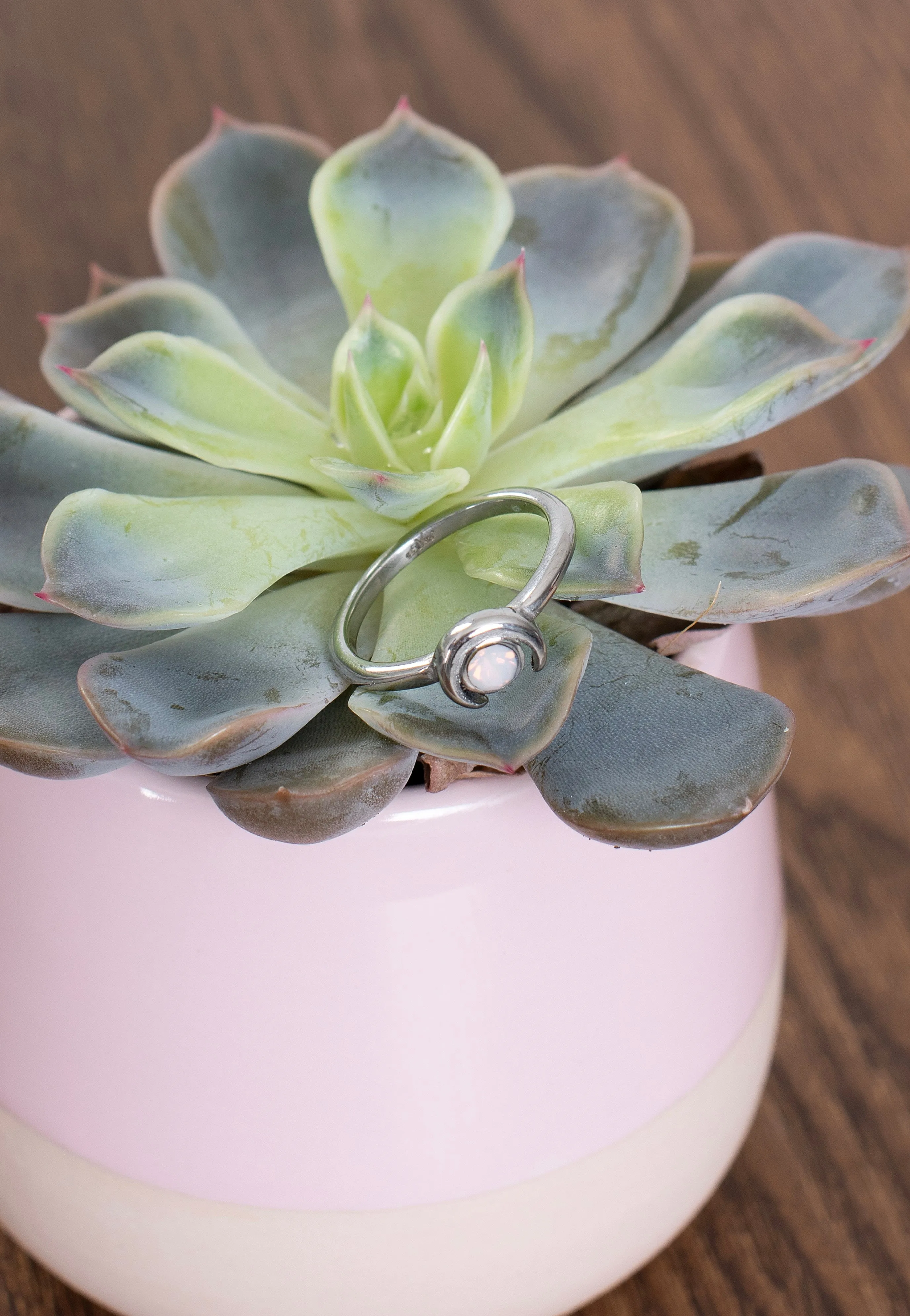 etNox - Mond Mit Stein Silver - Ring