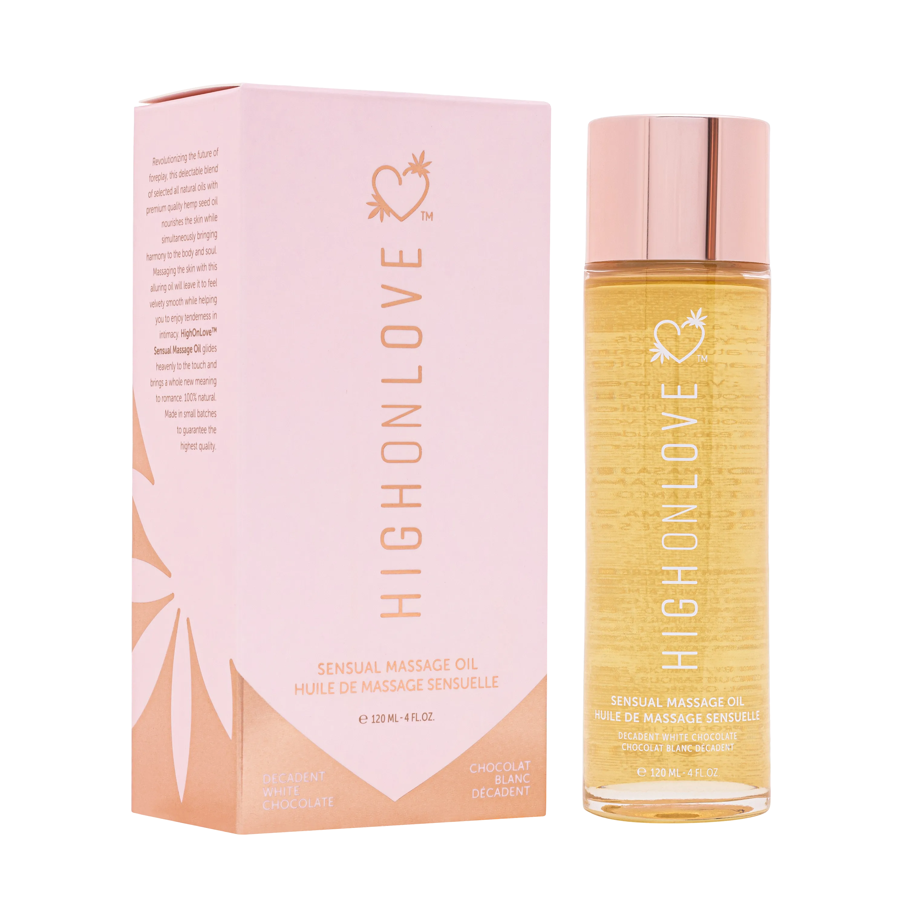 High On Love Decadent White Chocolate Massage Oil 120ml Pink Basic