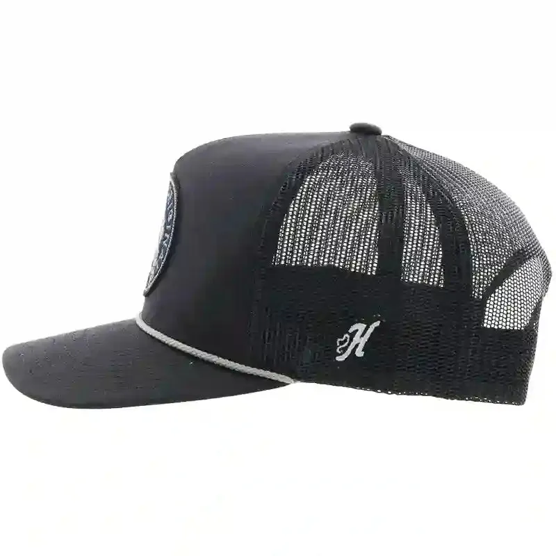 Hooey High Profile Black Cap-Native Am. Headdress Patch