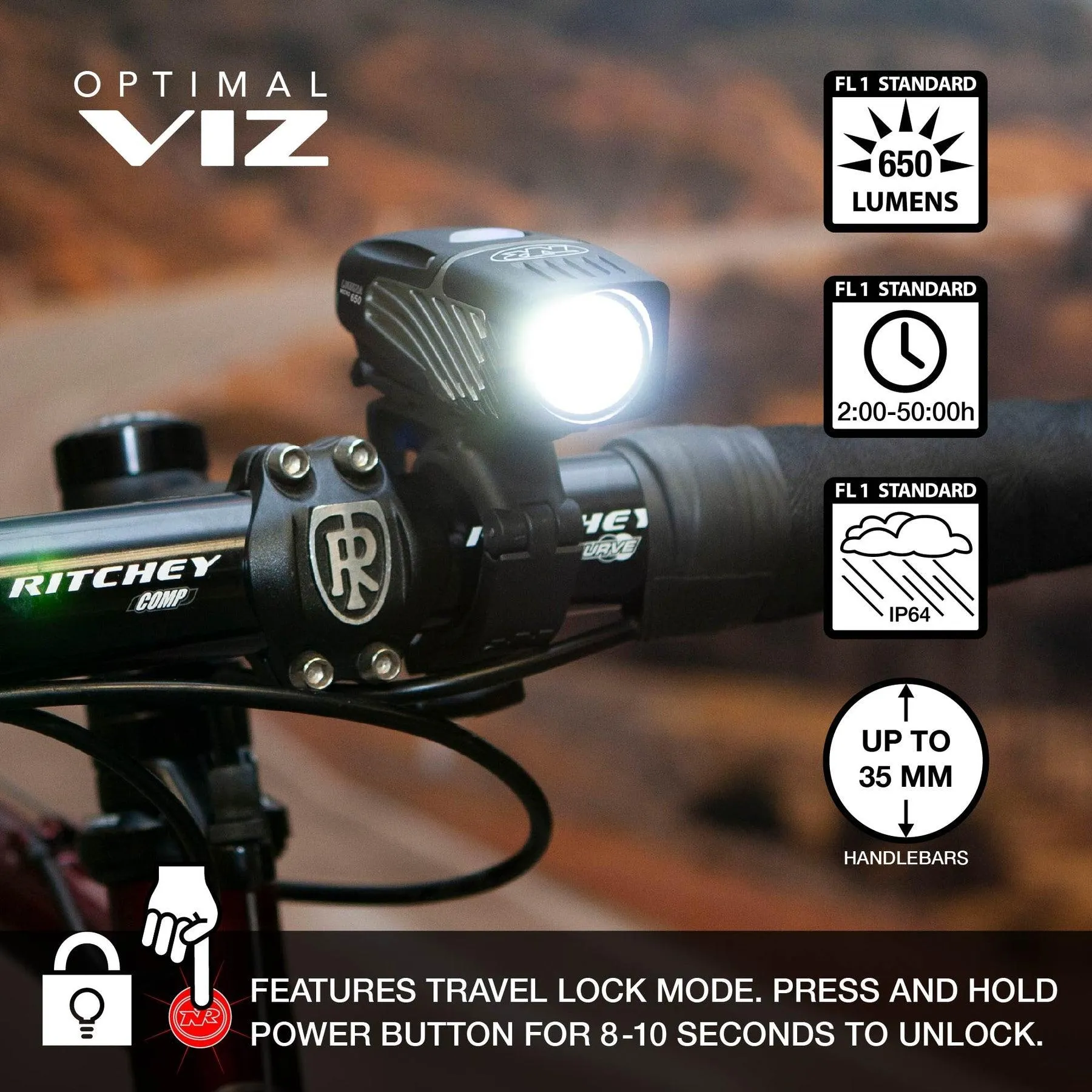 NiteRider Lumina Micro 650 and Vmax 150 Combo Lights (Black)