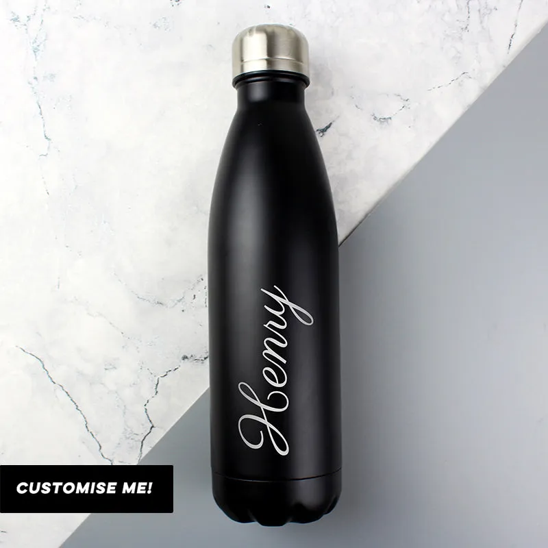 Personalised Black Metal Insulated Drinks Bottle (MRK-iD)