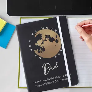 Personalised Moon & Stars Black Hardback Notebook (MRK-iD)