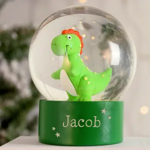 Personalised Name Only Dinosaur Glitter Snow Globe (MRK-iD)