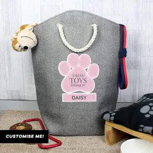 Personalised Pink Paw Print Storage Bag (MRK-iD)