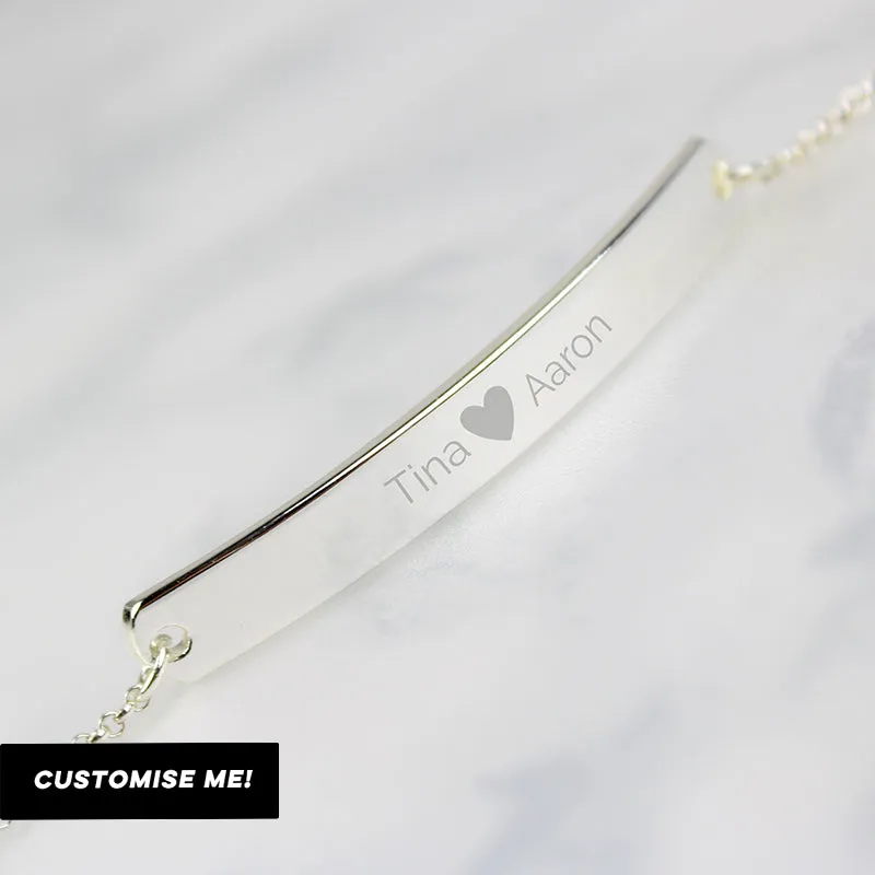 Personalised Silver Tone Heart Bar Bracelet (MRK-iD)