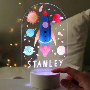 Personalised Space Rocket LED Colour Changing Night Light (MRK-iD)