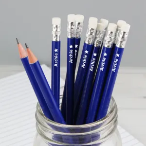 Personalised Star Motif Blue Pencils (MRK-iD)