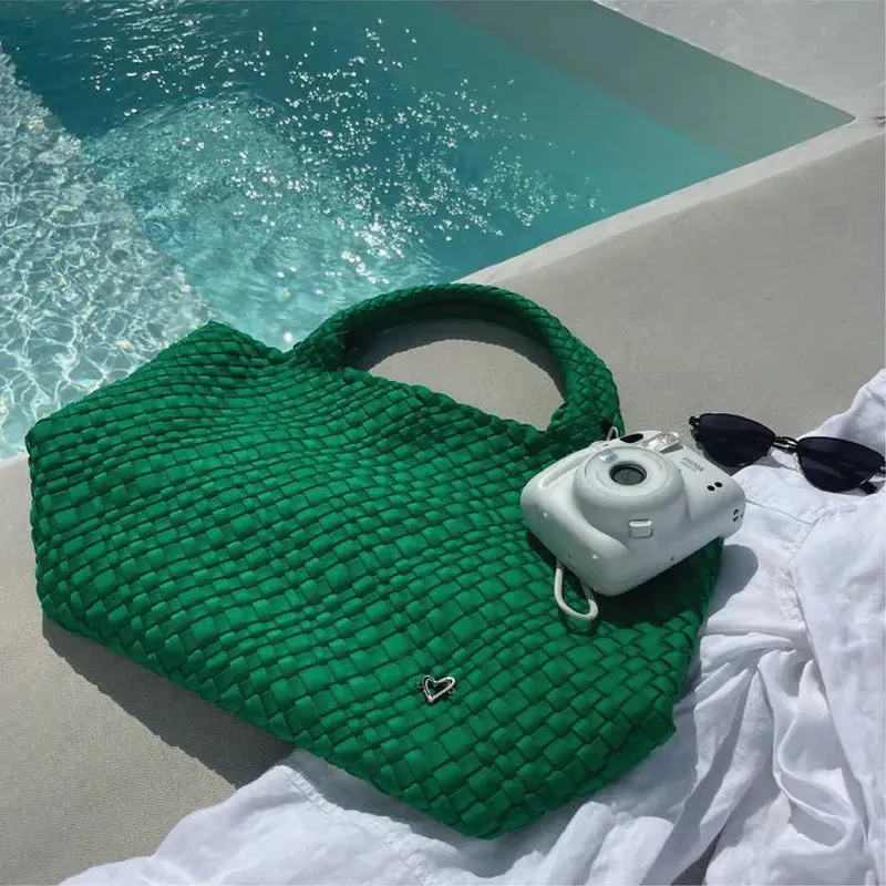 preneLOVE London Large Woven Tote - Kelly Green