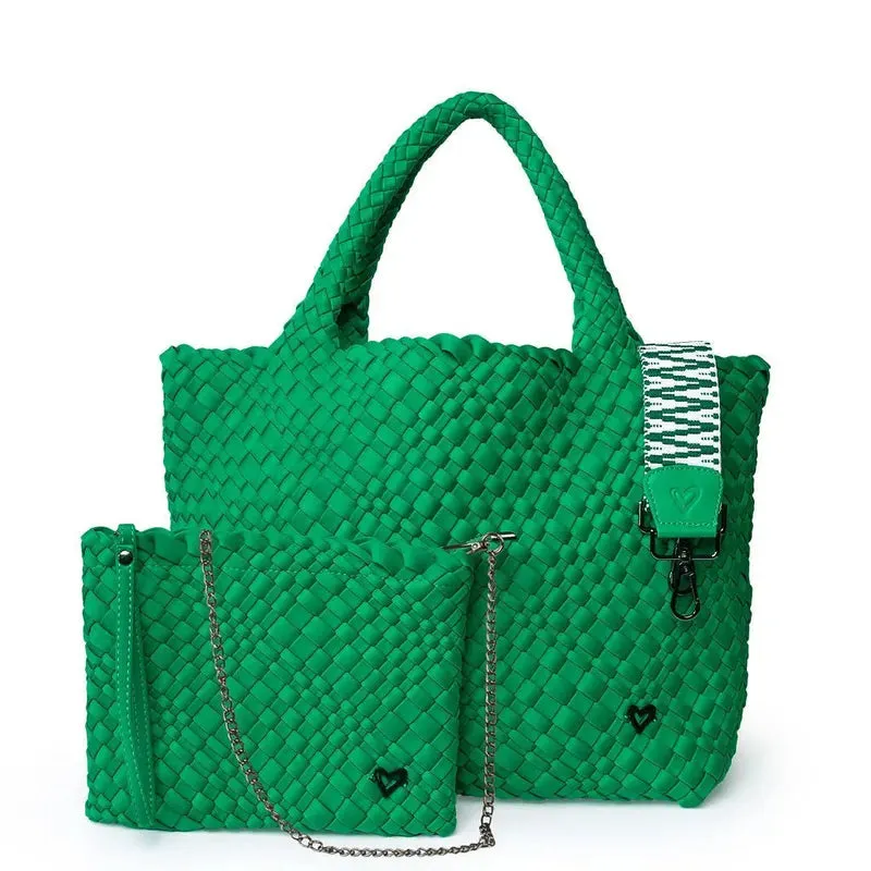preneLOVE London Large Woven Tote - Kelly Green