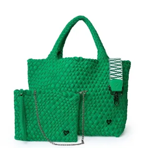 preneLOVE London Large Woven Tote - Kelly Green