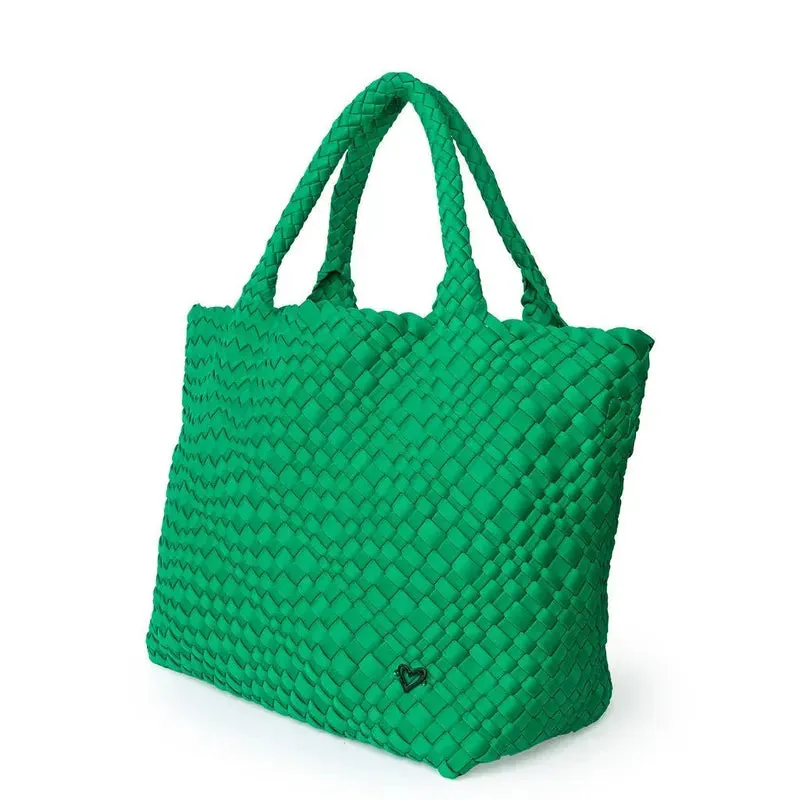 preneLOVE London Large Woven Tote - Kelly Green