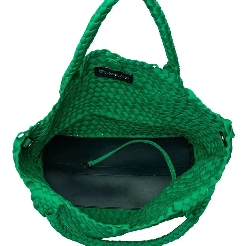 preneLOVE London Large Woven Tote - Kelly Green