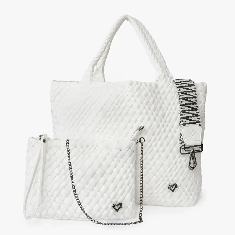 preneLOVE London Large Woven Tote - White