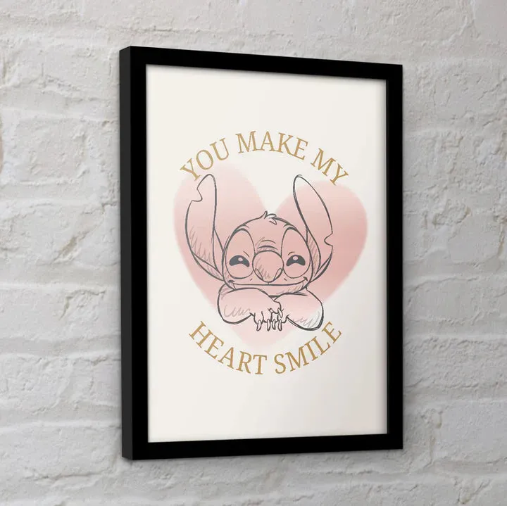 Stitch (Stitch Heart Smile) Collector Print (Framed)