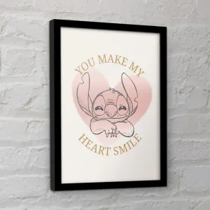 Stitch (Stitch Heart Smile) Collector Print (Framed)